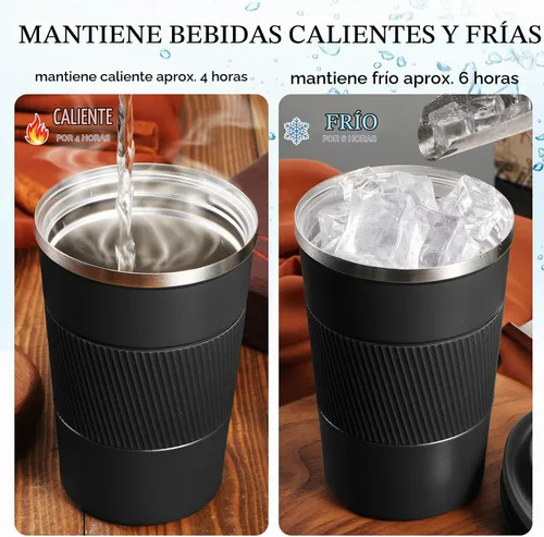 Vista 4 de Sabary - Paquete de 4 tazas de café de viaje de 16 onzas con tapa, color Negro