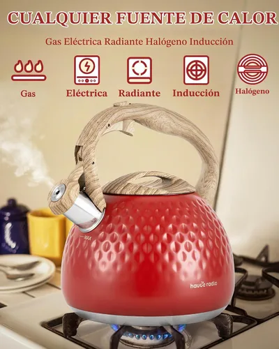 Vista 3 de Tetera, Teteras de Estufa de 2.5 Cuartos con Silbato Fuerte, Hervidor de Agua de Acero Inoxidable de Grado Alimenticio para Estufa con Mango