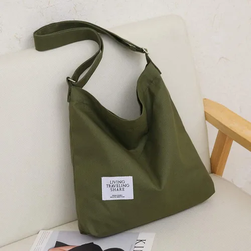 Vista 5 de Covelin - Bolso de hombro de lona para mujer, clásico, informal, estilo bohemio, bolso de mano o cruzado, tamaño grande