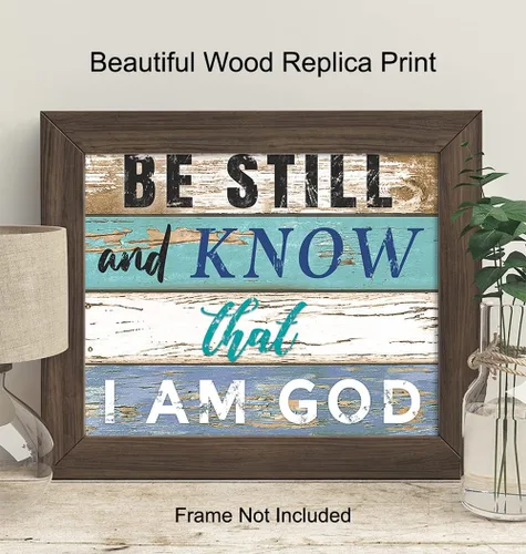 Vista 2 de Be Still and Know That I Am God - Versículo de la Biblia, arte de pared devocional diario - Decoración de pared de escritura religiosa - Regalo