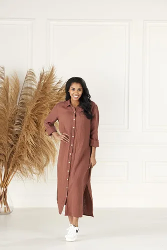 Vista 11 de Mud Pie Clemmy - Vestido largo para mujer, color óxido, talla M, Herrumbre