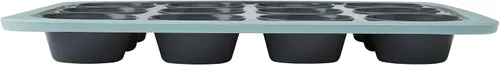 Vista 11 de Chicago Metallic Molde de silicona para magdalenas de 12 tazas, color azul, antiadherente con borde reforzado con alambre, apto para horno hasta 428