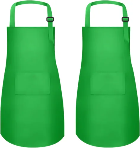 Vista 14 de 2 piezas de delantales para niños, delantales para artistas con bolsillos ajustables, delantales de chef para cocina, pintura de respaldo infantil