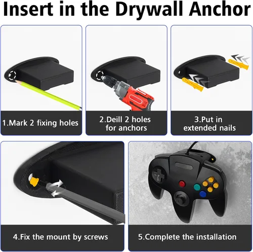 Vista 4 de 2pcs Wall Mount for Nintendo 64 Controller Hidden (1PCS)