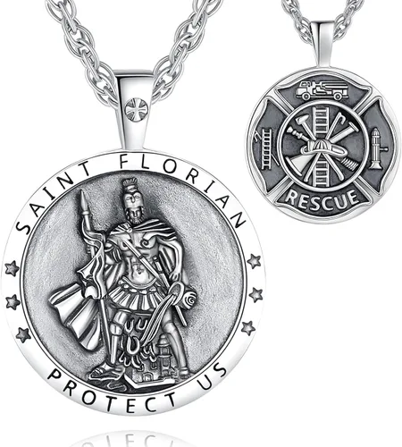 Vista 12 de Vito Collares de Santos de Plata de Ley 925 para Mujeres y Hombres, Colgante de San Miguel/Crucifijo/Caravaca/San Judas/Virgen María, Medalla