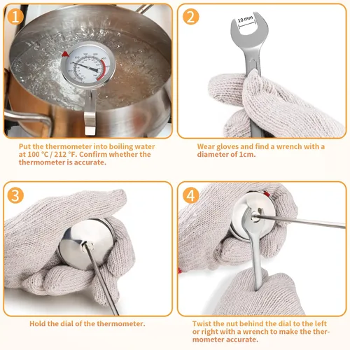 Vista 6 de Termómetro de carne de 12 pulgadas para cocinar de lectura instantánea, tallo largo, impermeable, termómetro de cocina de acero inoxidable