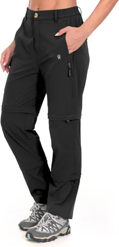 Vista 7 de Little Donkey Andy. Pantalones convertibles para mujer, elásticos, con cremallera y de secado rápido, para senderismo Caqui
