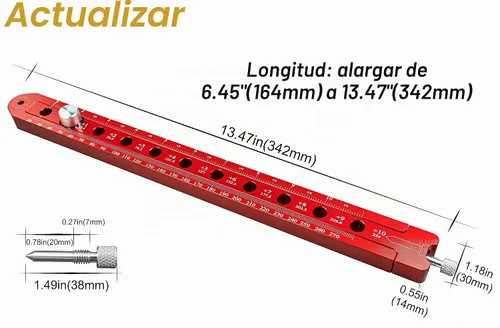 Vista 2 de Escribador de brújula de carpintería, herramienta portátil de brújula de carpintería de aleación de aluminio, regla de dibujo de arco métrico