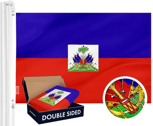 Vista 15 de G128 Bandera argentina 3 x 5 pies Serie doble ToughWeave Poliéster 210D bordado de doble cara Bandera de país, diseño bordado