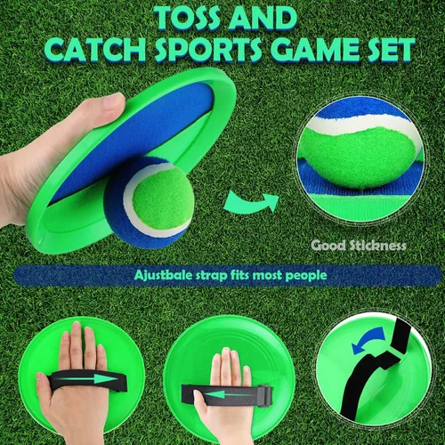 Vista 3 de Charniol Juguetes para niños, juego de lanzar y atrapar, juego de playa, juegos deportivos de pelota al aire libre, juguetes de nailon para niños