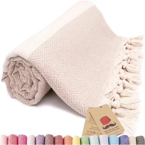 Vista 60 de Toalla de baño turca, 100% algodón, 71 x 39 pulgadas, beige arpa