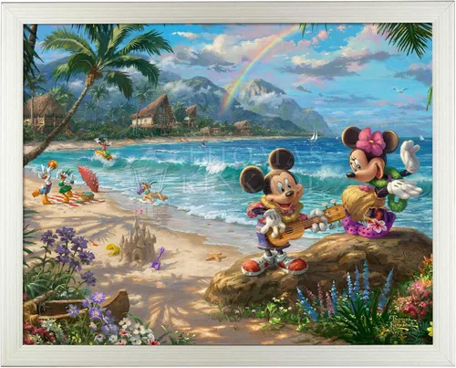 Vista 11 de Thomas Kinkade Studios Disney's Mickey and Minnie in Hawaii - Lienzo con envoltura de galería (8 x 10 pulgadas)