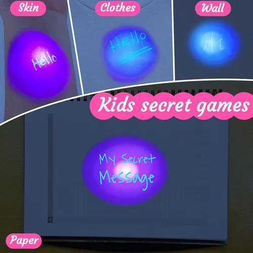 Vista 5 de 12 bolígrafos de tinta invisible y mini cuaderno, bolígrafo espía con luz UV para niños, bolígrafos de tinta que desaparecen para escribir mensajes