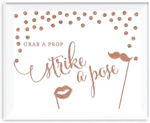 Vista 31 de Andaz Press Letreros de fiesta de boda, purpurina sintética de oro rosa, 8.5 x 11 pulgadas, resalta tu versículo bíblico favorito para el nuevo Sr.