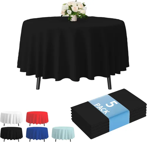 Vista 13 de Fixwal Mantel de plástico negro desechable de 54 x 108 pulgadas, mantel rectangular impermeable, paquete de 5 para graduación, decoración de fiesta