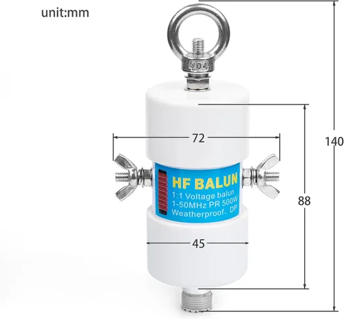 Vista 7 de Femei 1-50MHz 500Watt HF Balun DIY Impermeable 1:1 Voltaje Balun con UHF Hembra (SO-239) Conector