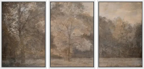 Vista 98 de SIGNWIN Lienzo enmarcado para pared, juego de arte de campos pastorales, flores silvestres, campo rústico, paisaje, floral, ilustraciones modernas