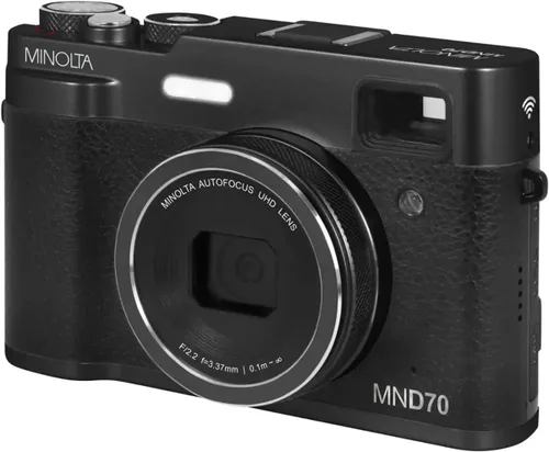 Vista 6 de Minolta Cámara digital retro – Compacta de 48MP con enfoque automático, video ultra HD de 5K, lente selfie trasera, zoom 16x, WiFi, pantalla LCD