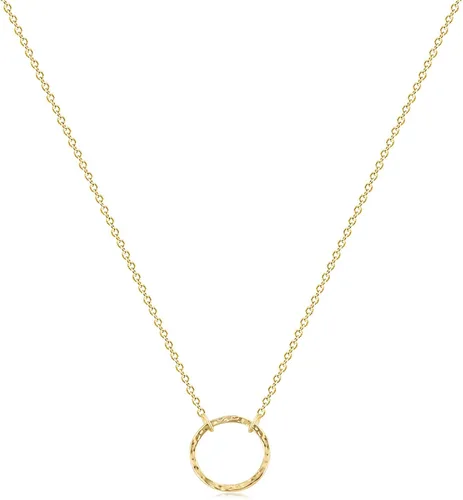Vista 17 de Fettero - Collar con dije de oro, gargantilla en capas con moneda abierta, círculo de karma completo, luna creciente nueva, 14K oro chapado