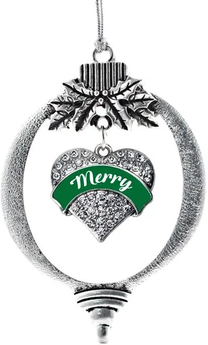 Vista 25 de Inspired Silver - Red Merry - Adorno de Navidad plateado - Adorno de árbol de Navidad con dije de corazón con circonita cúbica - Decoración colgante
