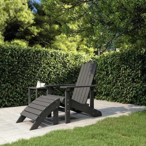 Vista 11 de Sillas Adirondack para patio con reposapiés y mesa HDPE antracita silla de patio al aire libre sillas de comedor al aire libre Sillas para Comedor
