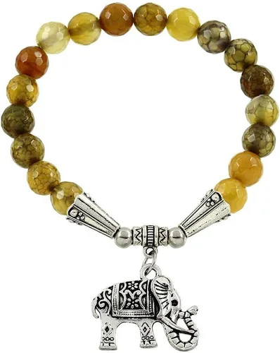 Vista 15 de Falari brazalete de piedras naturales de amuleto de elefante