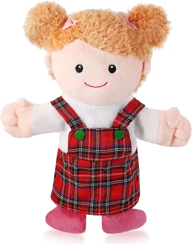 Vista 24 de 1 pieza de marionetas de mano familiares de 12 pulgadas, abuelos, mamá y papá, hermano y hermana, marionetas de mano de peluche para niños, juguetes
