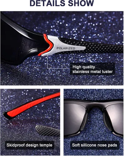 Vista 2 de 3 pares de lentes de sol polarizados deportivos para ciclismo conducción pesca lentes TAC para hombres mujeres jóvenes béisbol correr golf