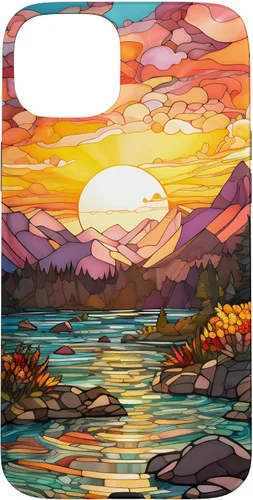 Vista 9 de Sunset Stained Glass Mosaic Landscape Scene Case for iPhone 17
