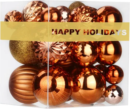 Vista 120 de Esferas pequeñas de Navidad de bronce y dorado de 1.6 pulgadas, adornos para decoración de árbol de Navidad, bolas colgantes inastillables