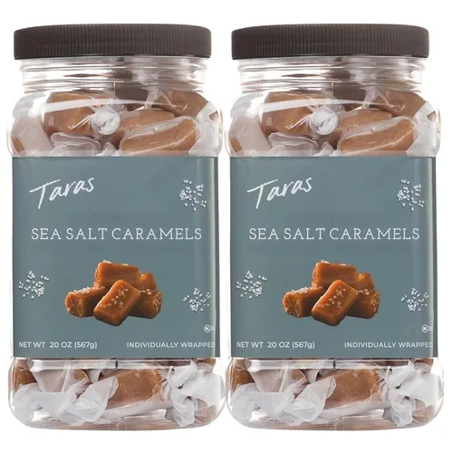 Vista 10 de Taras Gourmet Sea Salt Caramels All Natural Candy Creamy & Individually Wrapped with Real Butter (20 oz)