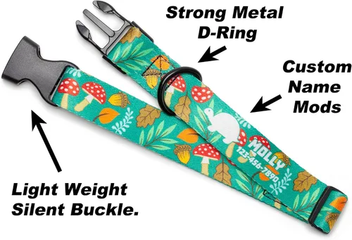 Vista 4 de Mushroom Dog Collar Personalized Custom (X-Small 5/8)
