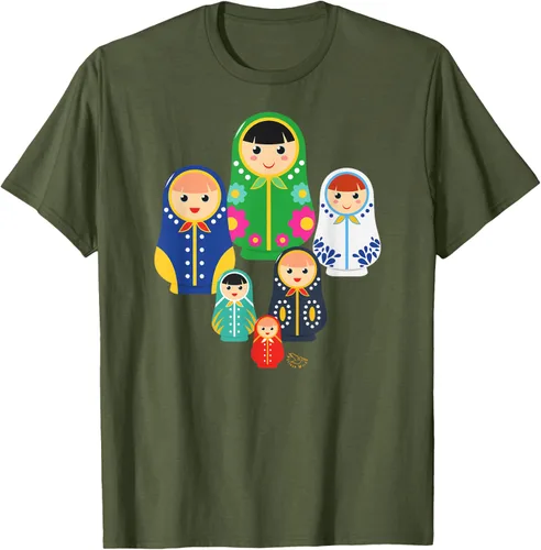Vista 41 de Matryoshka Russian Nesting Dolls, Rusia - Camiseta de regalo, Azul / Patchwork, S