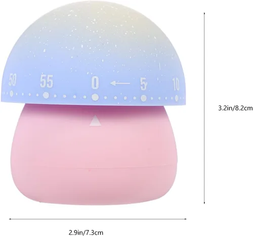 Vista 2 de VANZACK Mechanical Mushroom Kitchen Timer Pink, 60-Minute Mechanical Cooking Timer for Egg Boiling, Classroom and Home Time Management