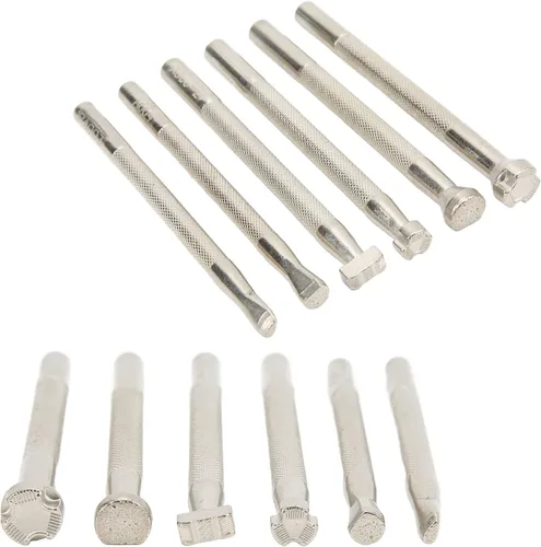 Vista 7 de 6 Pcs Leather Stamping Tools Set, Stainless Steel Leather Stamp Punch, Professional Leather Crafting Tools with Flat Bottom for Accurate Printing