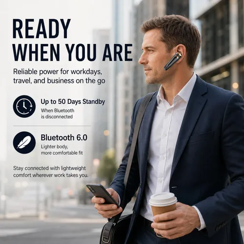 Vista 8 de Auriculares Bluetooth con micrófono, oreja única, conversación 40H Dorado
