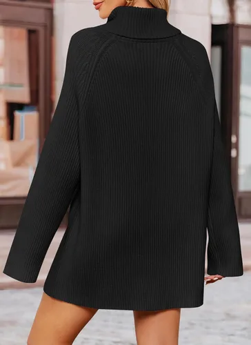 Vista 4 de ZESICA Women's 2023 Winter Sweaters Oversized Turtleneck Long Sleeve Chunky Knitted Tunic Pullover Tops