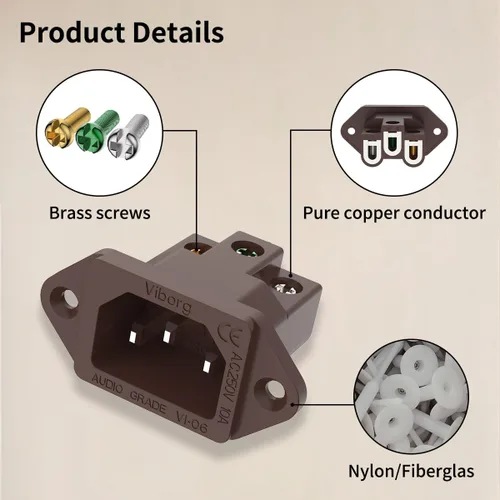 Vista 5 de Viborg Adaptador de enchufe de montaje en panel AC 250V 10A IEC320 C14 Conector de alimentación Enchufe de alimentación Enchufe de alimentación