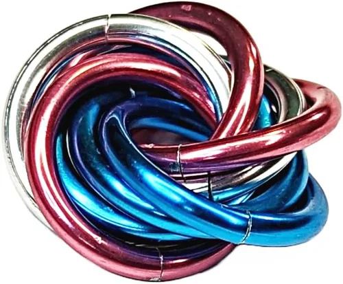 Vista 45 de Bola Fidget Möbii (MultiColor): Herramienta de juguete silenciosa para aliviar el estrés, ansiedad y estimular el ADHD para el hogar, viajes Cromo