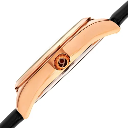 Vista 3 de Burgi BUR201 - Reloj de mujer con marcadores de diamantes - Esfera de rayos solares con cristales brillantes en polvo - Correa de piel auténtica