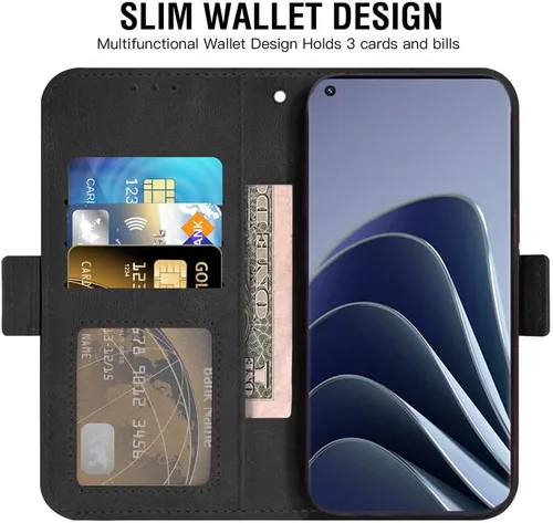 Vista 2 de Asuwish Funda compatible con OnePlus 10 Pro One Plus 10Pro 5G y protector de pantalla de vidrio templado, soporte de cuero para tarjetas con tapa