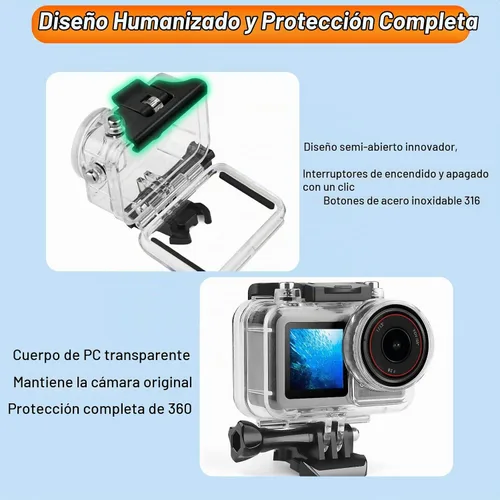 Vista 3 de BO&DQQ Carcasa Subacuática Impermeable Compatible con DJI Osmo Action 5 Pro/Action 4/Action 3, Funda de Cubierta de Buceo de 50 m/164 pies con Kit