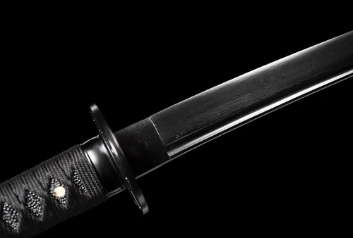 Vista 5 de Espada Katana samurái japonesa negra de 41 pulgadas, acero plegado de Damasco funcional