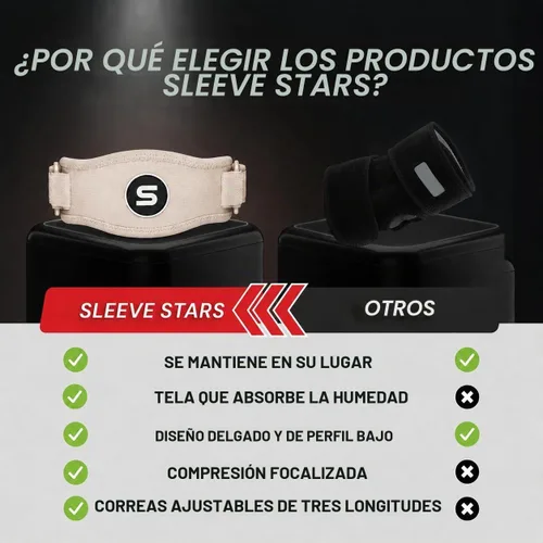 Vista 8 de Sleeve Stars - Codera de Codo de Tenis para Mujeres - Correa de Tenis Ajustable, Codera de Codo de Golfista para Hombres, Contrafuerza para Codo
