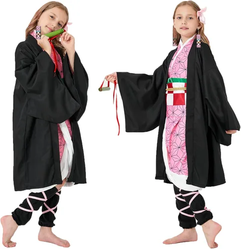 Vista 6 de PTXZEQ Disfraz de Tanjiro Kamado Demon Coslpay para Halloween Niños Audlt