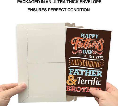 Vista 5 de Prime Greetings Tarjeta del día del padre para hermano, hecha en Estados Unidos, ecológica, tarjeta gruesa con sobre de primera calidad de 5 x 7.75