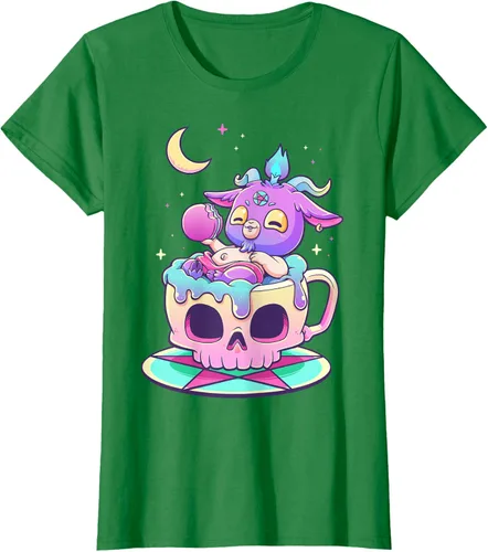 Vista 32 de Kawaii Pastel Goth Cute espeluznante Pentáculo Baphomet - Camiseta de cabra, Negro