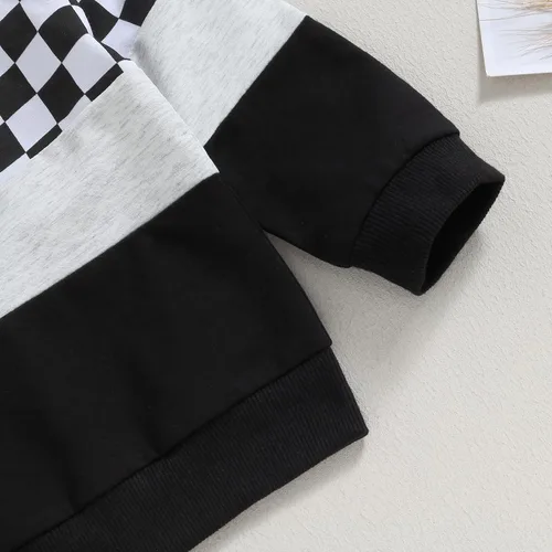 Vista 4 de Ropa para bebé recién nacido, con bloques de color, sudadera con capucha, conjuntos de ropa de otoño e invierno, 0-3T