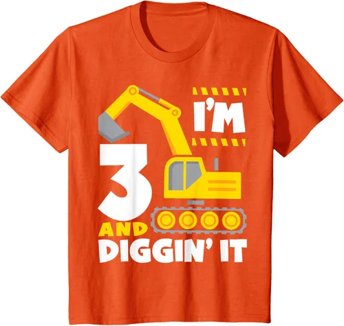Vista 12 de Kids I'm 3 and Diggin It - Camiseta para niños con diseño de excavadora de construcción, Negro