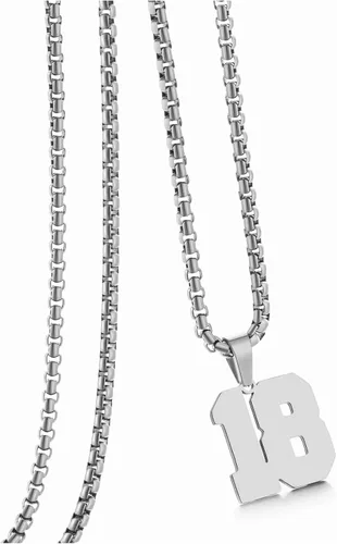 Vista 59 de Collar de Número Dorado para Hombre, Cadena de Acero Inoxidable con Colgante de Número para Atletas, Joyería Deportiva Personalizada para Niños